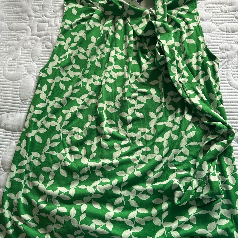 Arianne Green and White Leaf Print Blouse